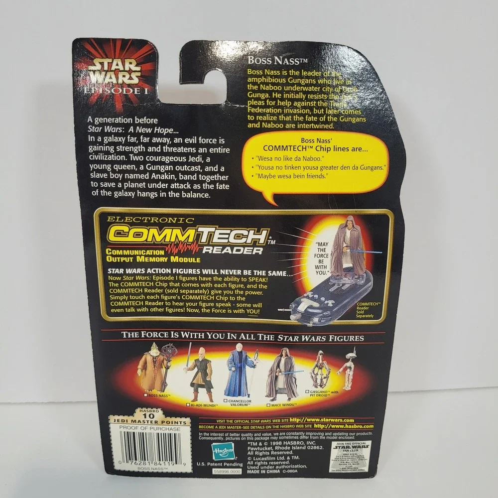 Star Wars Episode I Boss Nass Action Figure with Gungan Staff CommTech Chip 1998